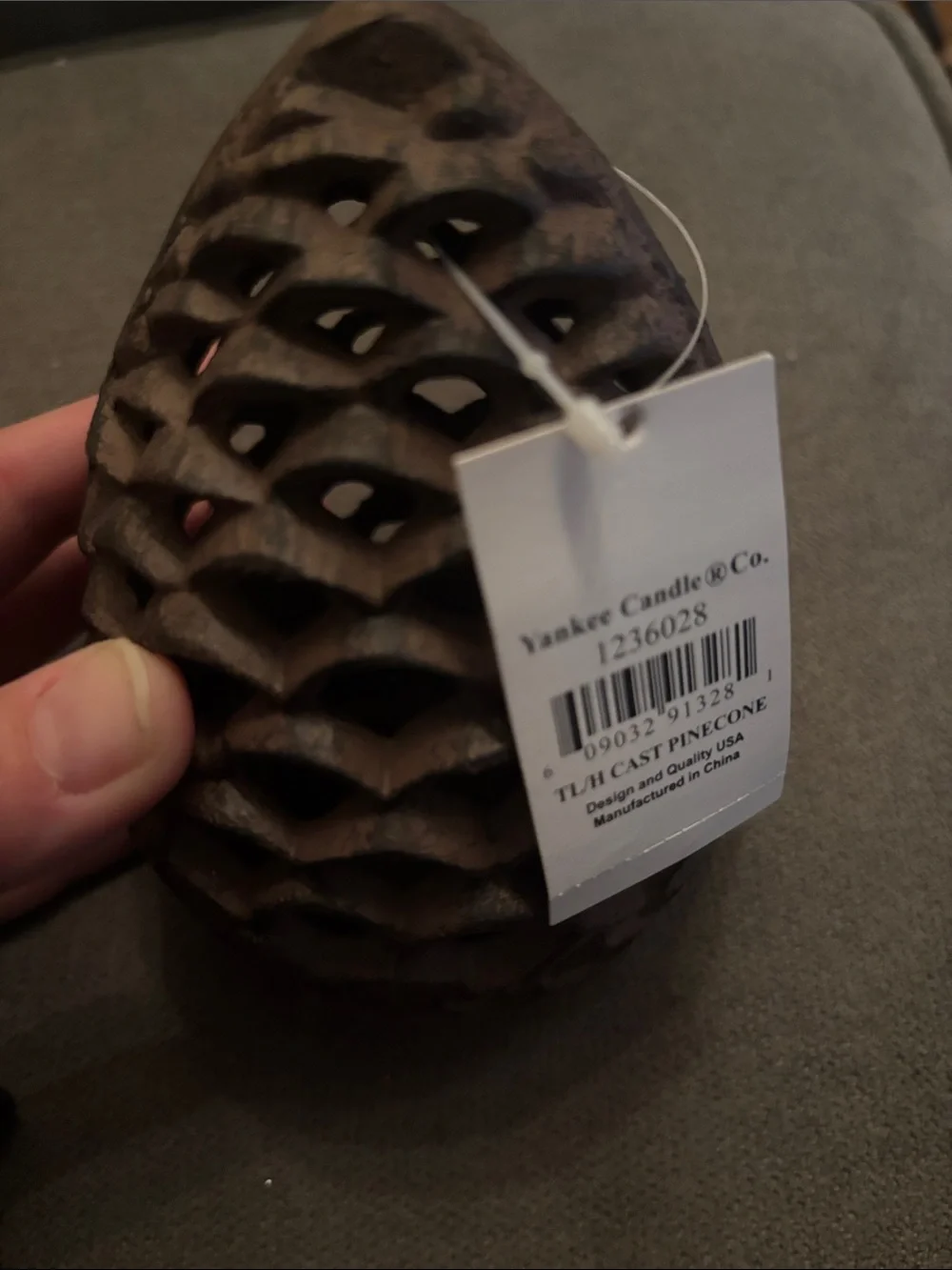 Vintage Yankee Candle Cast Iron Pinecone Tealight Candle Holder Lantern